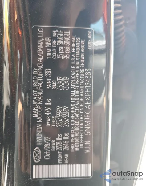 2023 Hyundai Tucson Sel z USA, uszkodzony, nr VIN 5NMJFCAEXPH194383